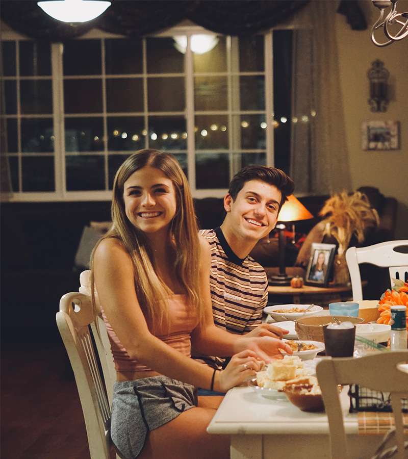 Young adults at table
